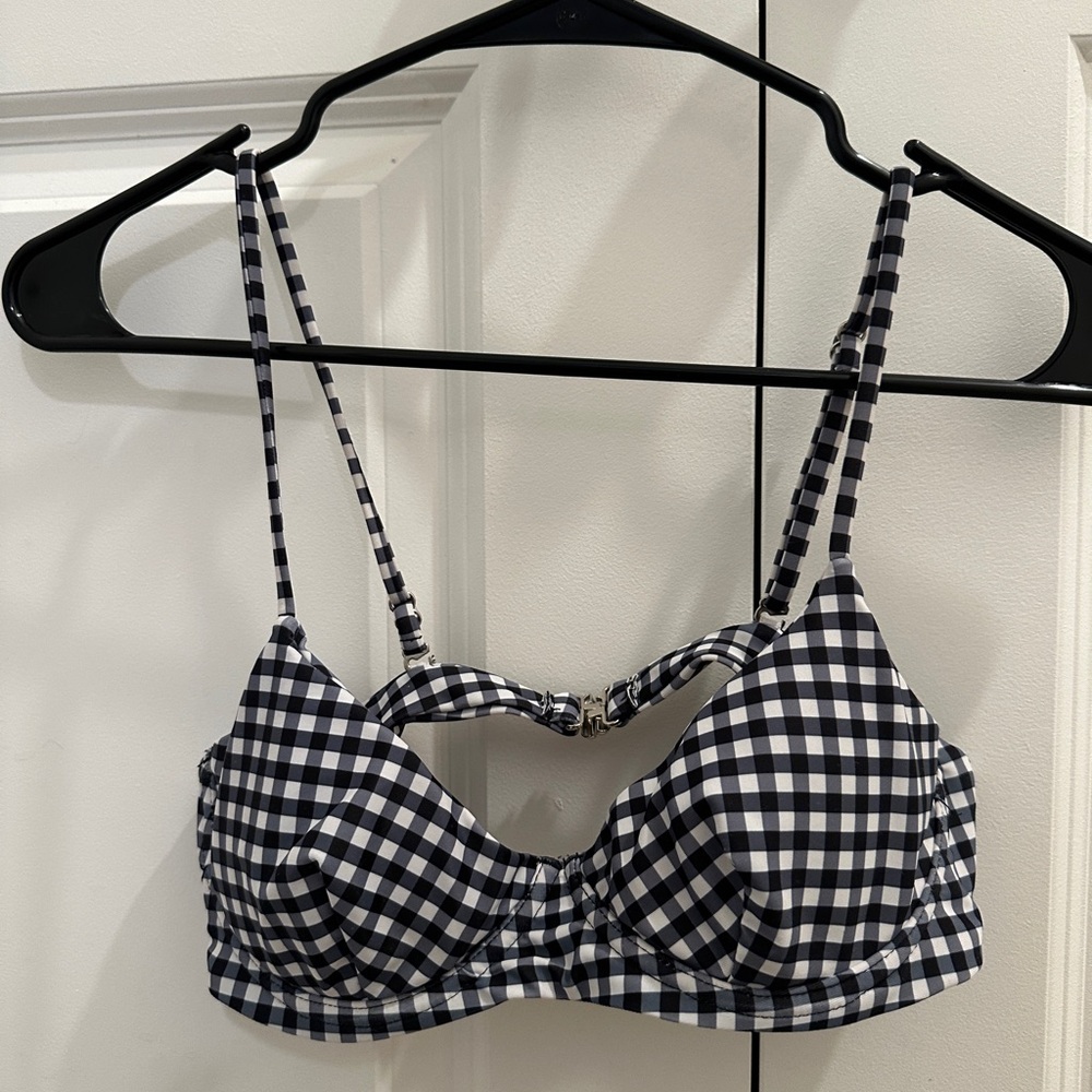 Gingham Patterned Black And White Bikini Set, Hig… - image 3